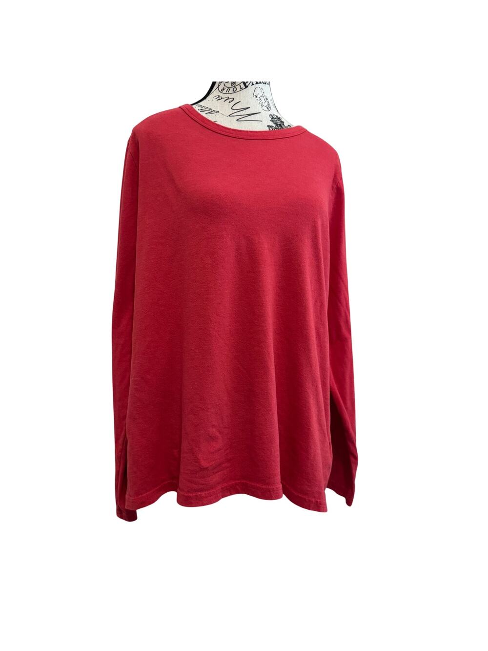 Time and Tru Red Long Sleeve Crewneck T-Shirt Size XL 16-18 Casual Basic